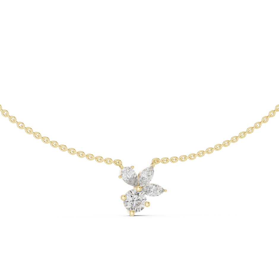 The Sweetheart Marquise Leaf & Round Floral Cluster Lab Grown Diamond Pendant.