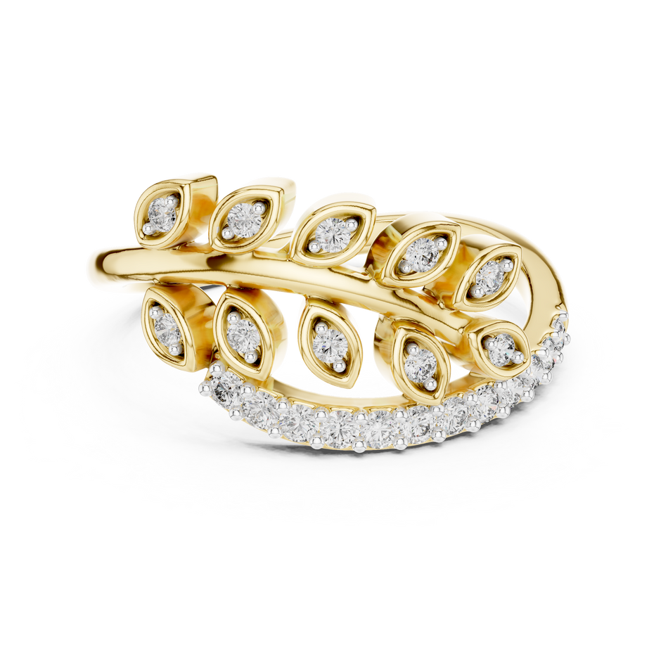 Botanical Leaf Branch Pave Set Lab Grown Diamond Ring
