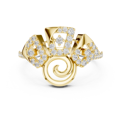 Multi-Geometric Pave Set Lab Grown Diamond Ring