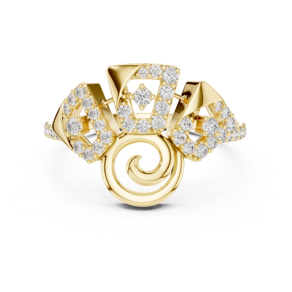 Multi-Geometric Pave Set Lab Grown Diamond Ring
