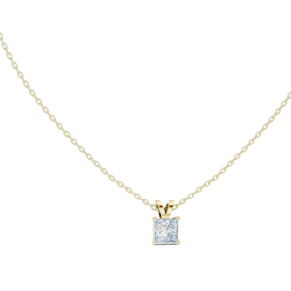 Princess Cut Lab Grown Diamond Solitaire Pendant with V-Bail