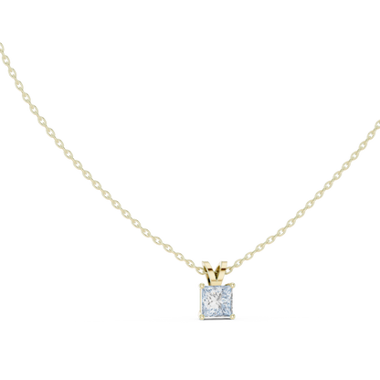 Princess Cut Lab Grown Diamond Solitaire Pendant with V-Bail