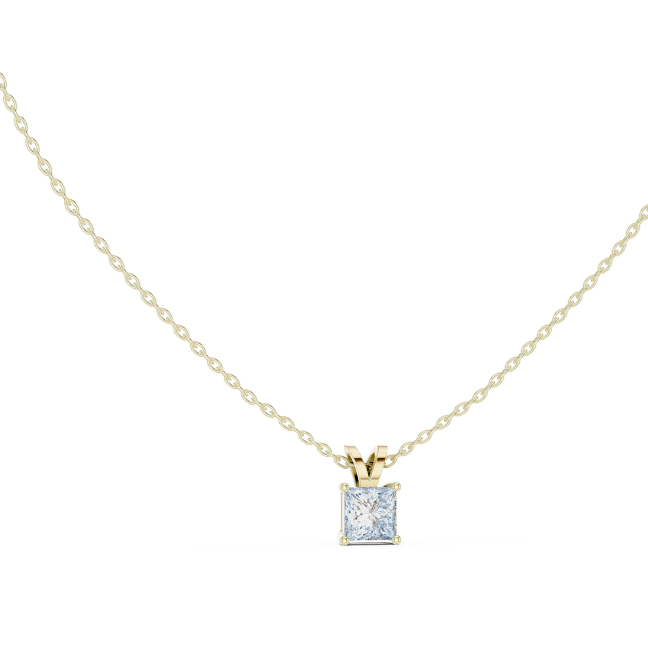 Princess Cut Lab Grown Diamond Solitaire Pendant with V-Bail