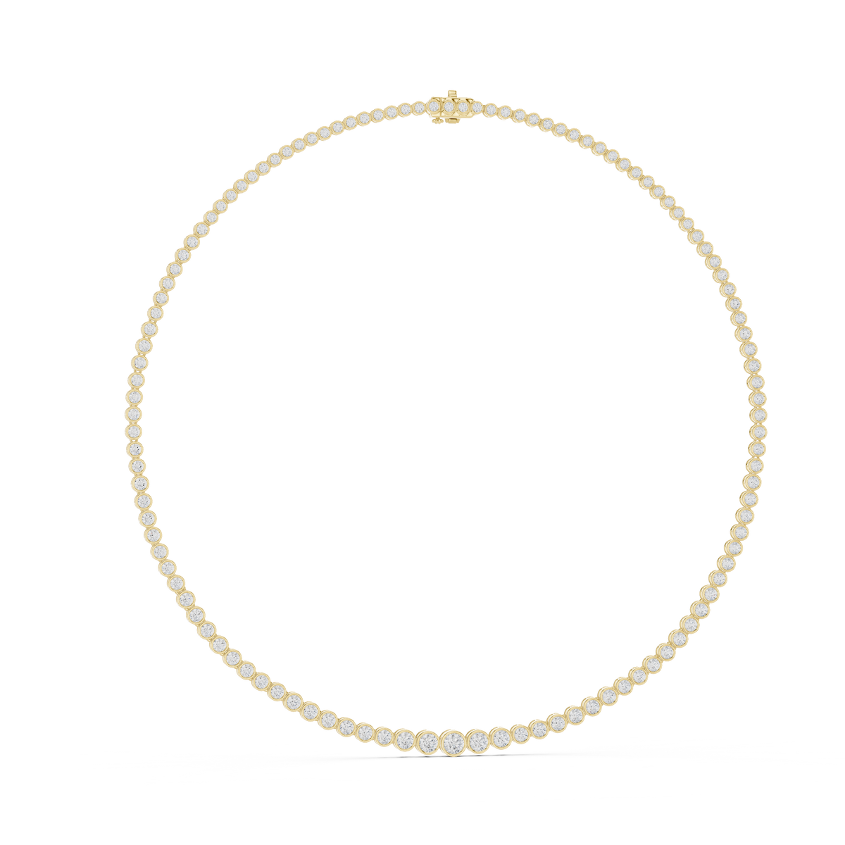 Graduated Bezel Set Round Lab Grown Diamond Tennis Necklace