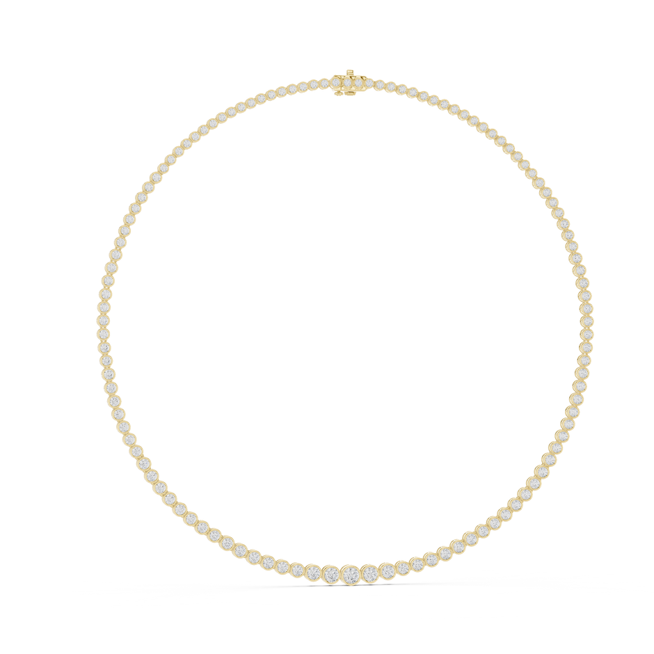 Graduated Bezel Set Round Lab Grown Diamond Tennis Necklace