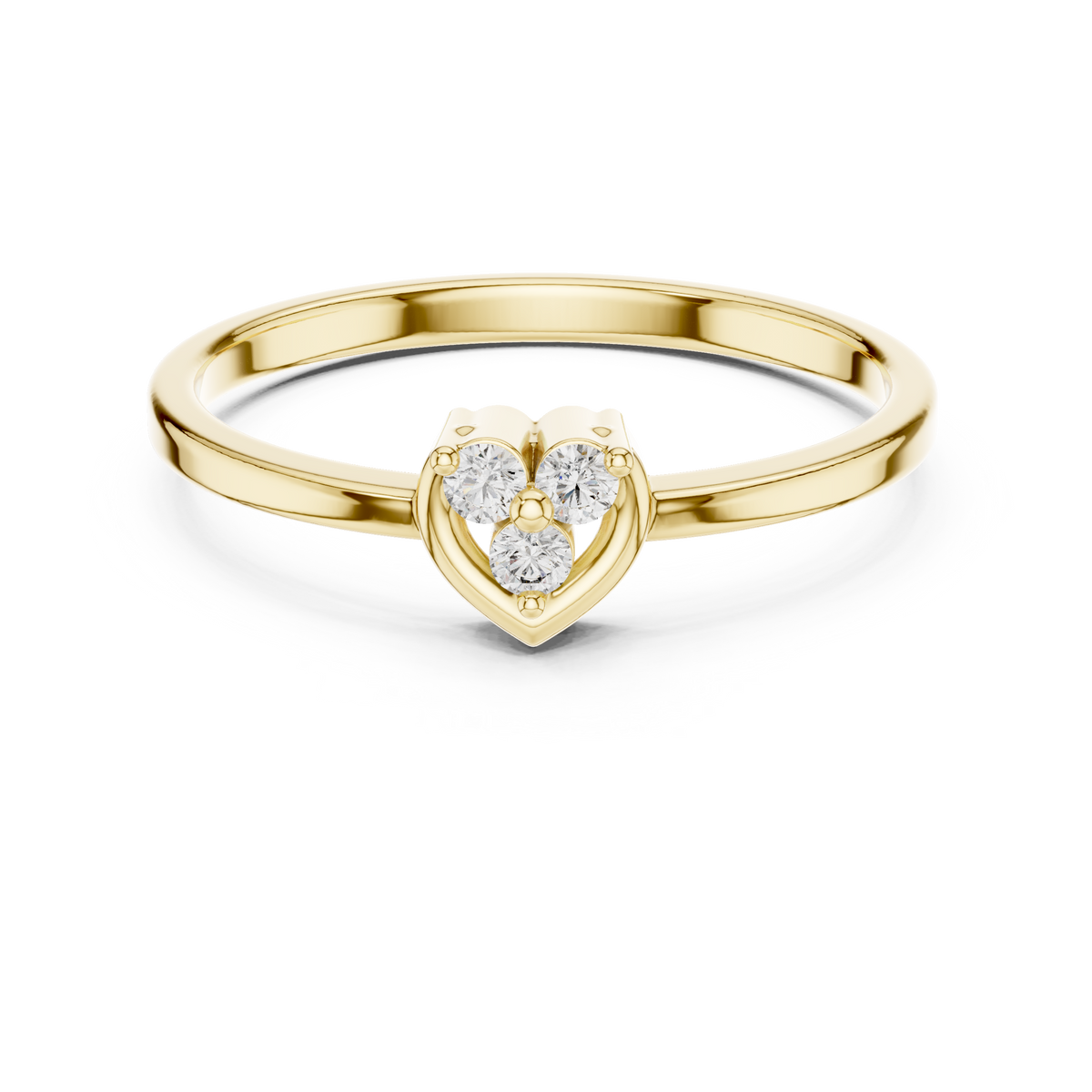 Three Stone Sweet Heart Cluster Lab Grown Diamond Ring