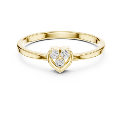 Three Stone Sweet Heart Cluster Lab Grown Diamond Ring