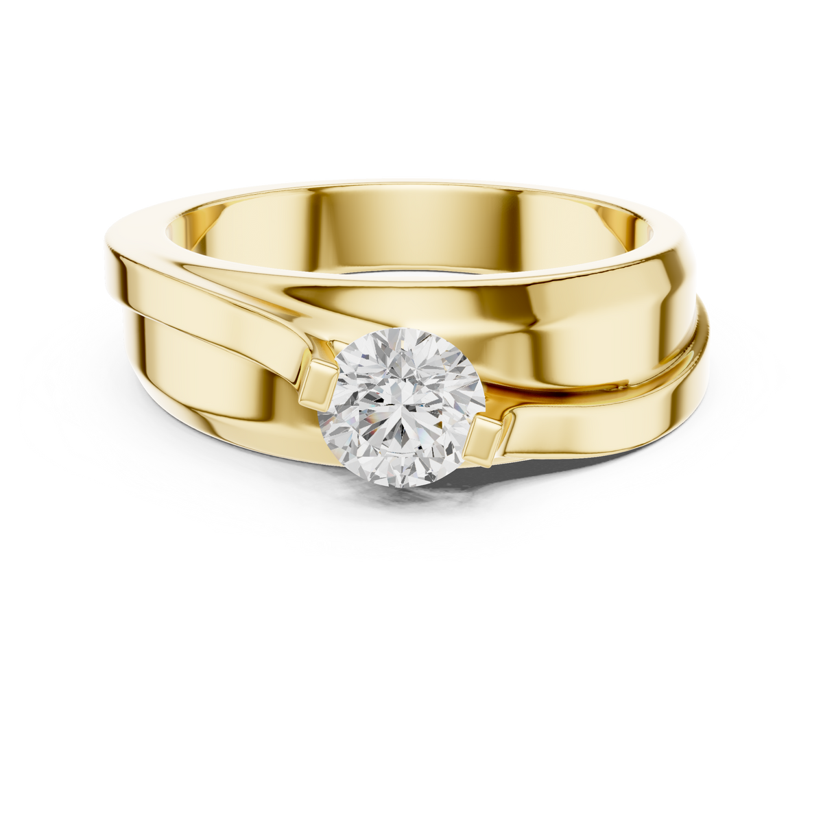 Bypass Set Round Shape Lab Grown Diamond Solitaire Ring