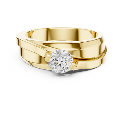 Bypass Set Round Shape Lab Grown Diamond Solitaire Ring