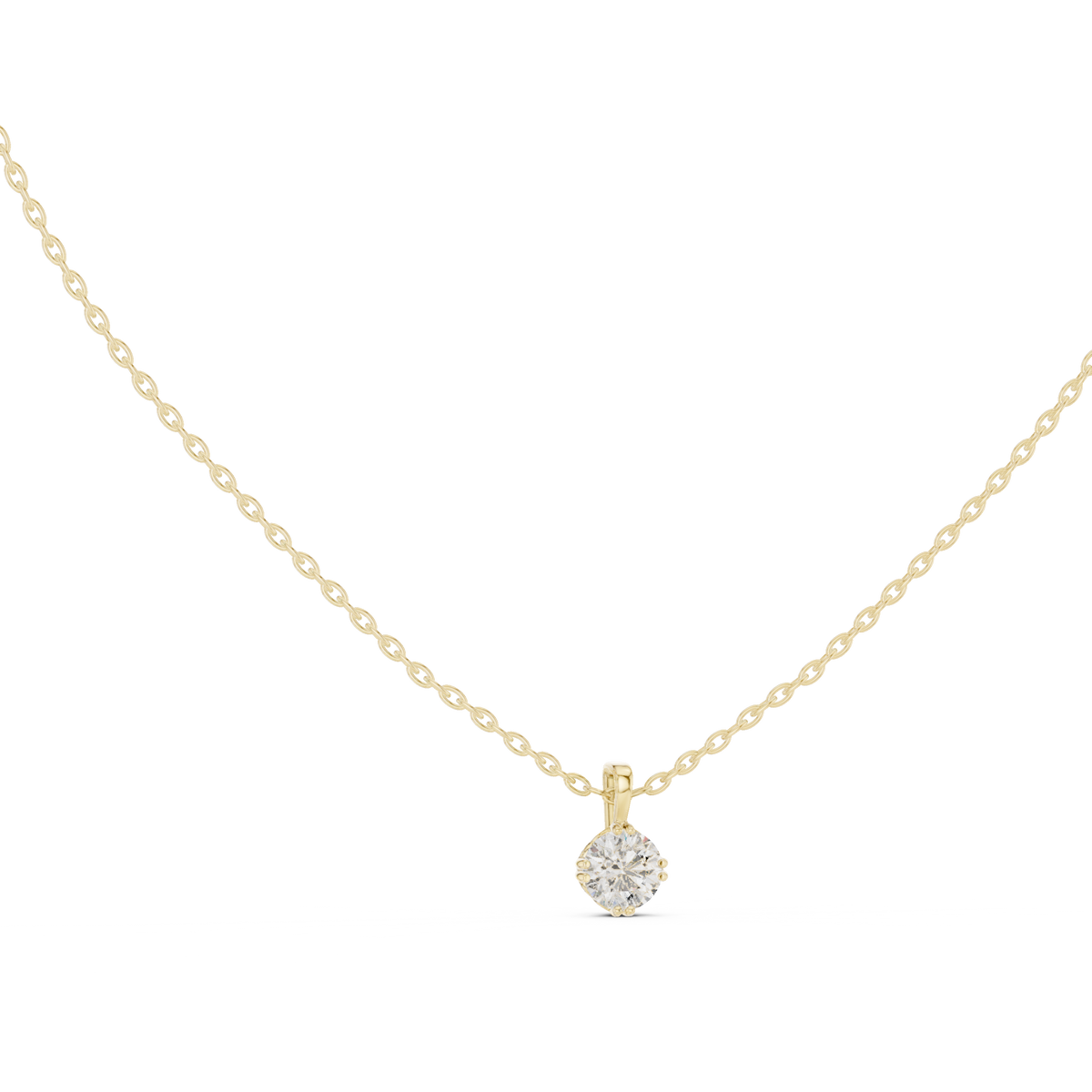 0.50 Ct Round Cut Lab Grown Diamond Double-Claw Solitaire Pendant