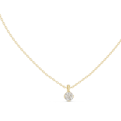 0.50 Ct Round Cut Lab Grown Diamond Double-Claw Solitaire Pendant