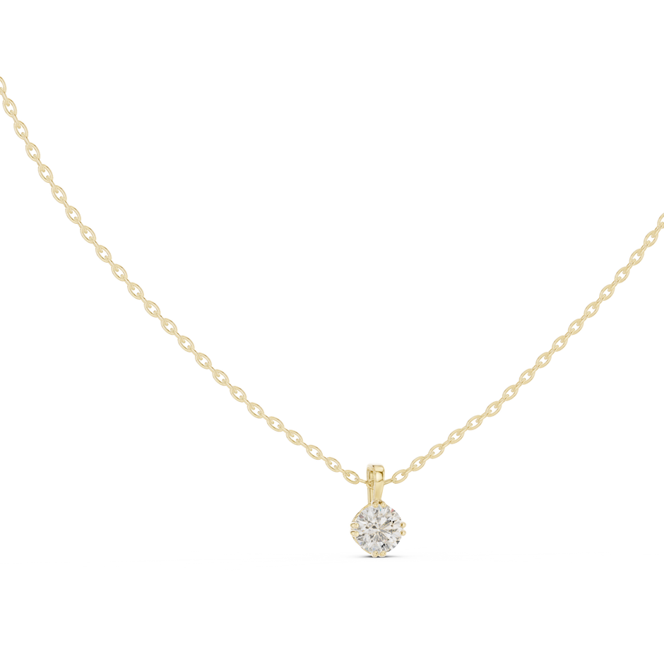 0.50 Ct Round Cut Lab Grown Diamond Double-Claw Solitaire Pendant