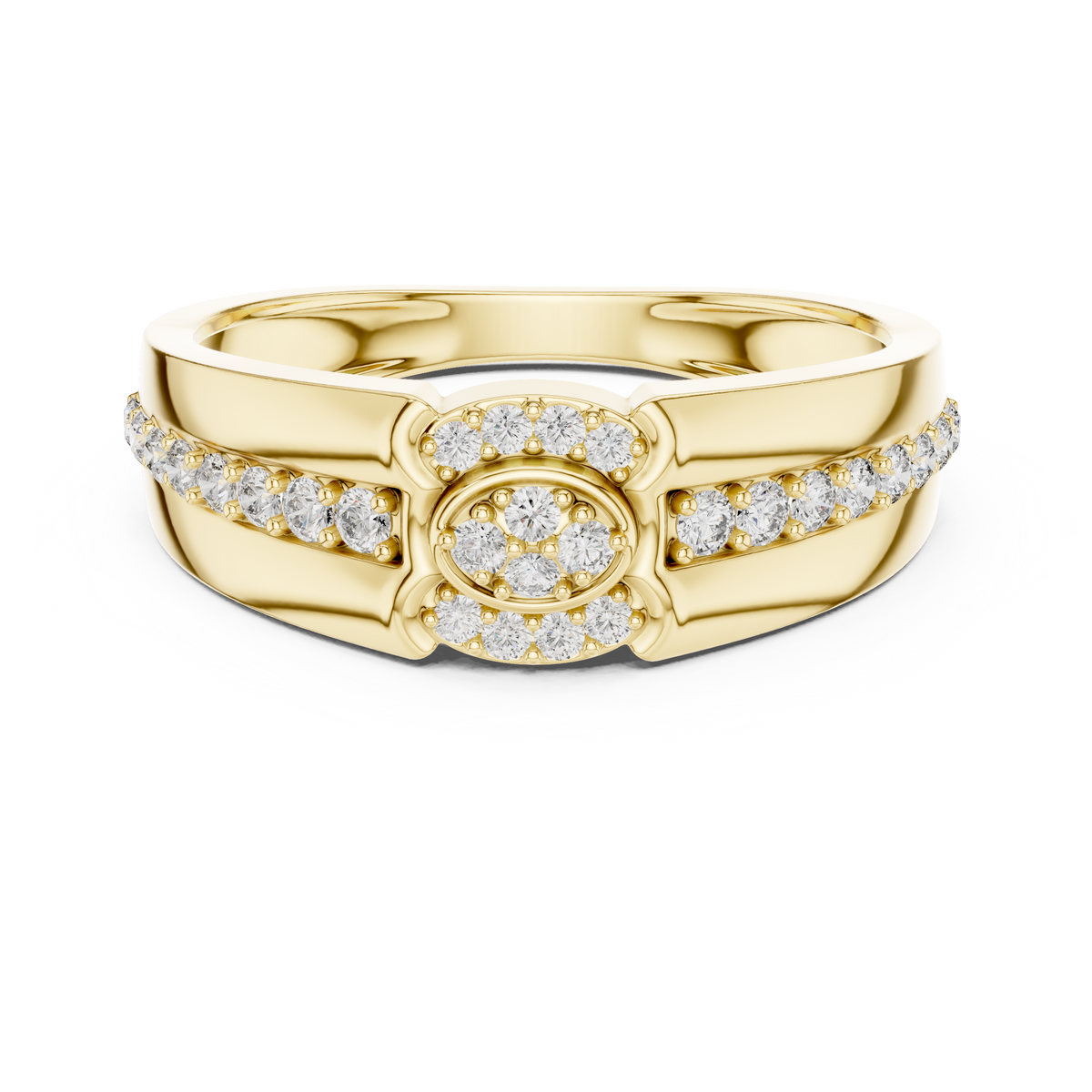 Double Oval Halo Cluster Center Channel Pave Lab Grown Diamond Ring