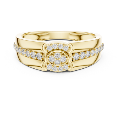 Double Oval Halo Cluster Center Channel Pave Lab Grown Diamond Ring