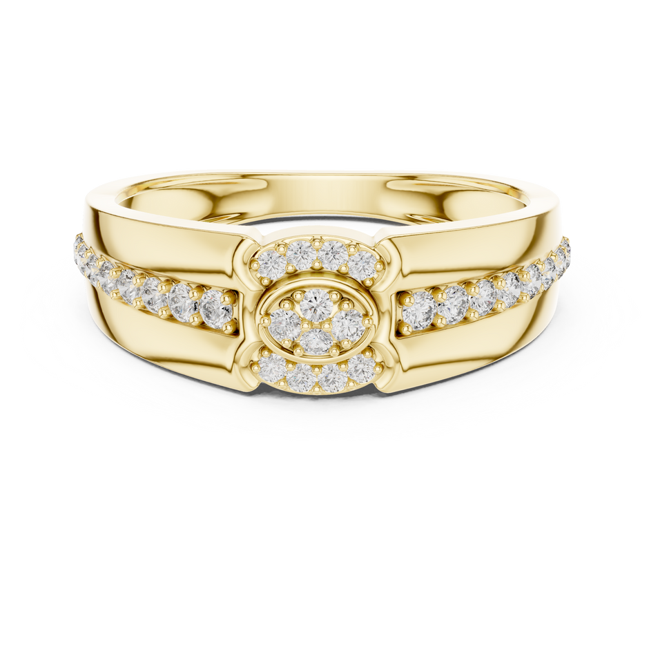 Double Oval Halo Cluster Center Channel Pave Lab Grown Diamond Ring