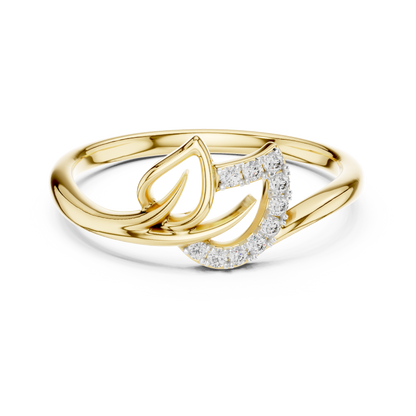 Swirl Leaf Contour Pave Set Lab Grown Diamond Ring