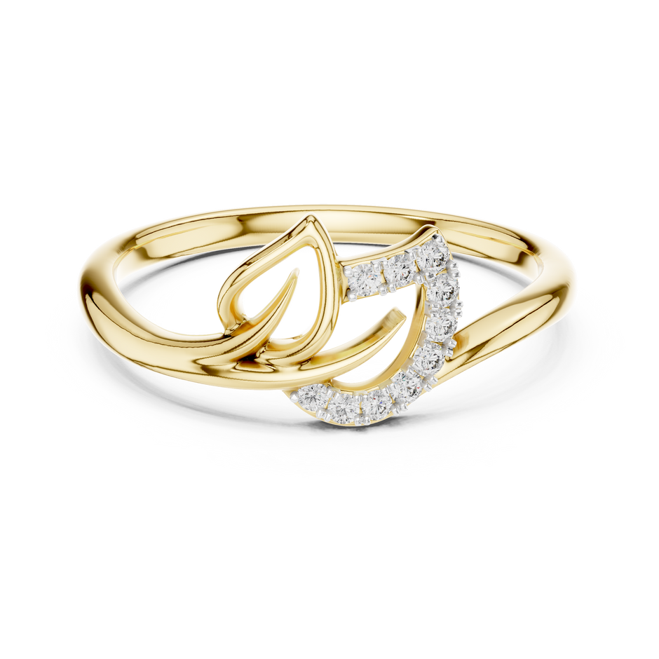 Swirl Leaf Contour Pave Set Lab Grown Diamond Ring