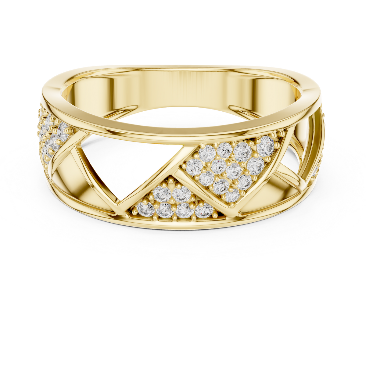 The Imperial Geometric Openwork Triangle Pave Lab Grown Diamond Ring