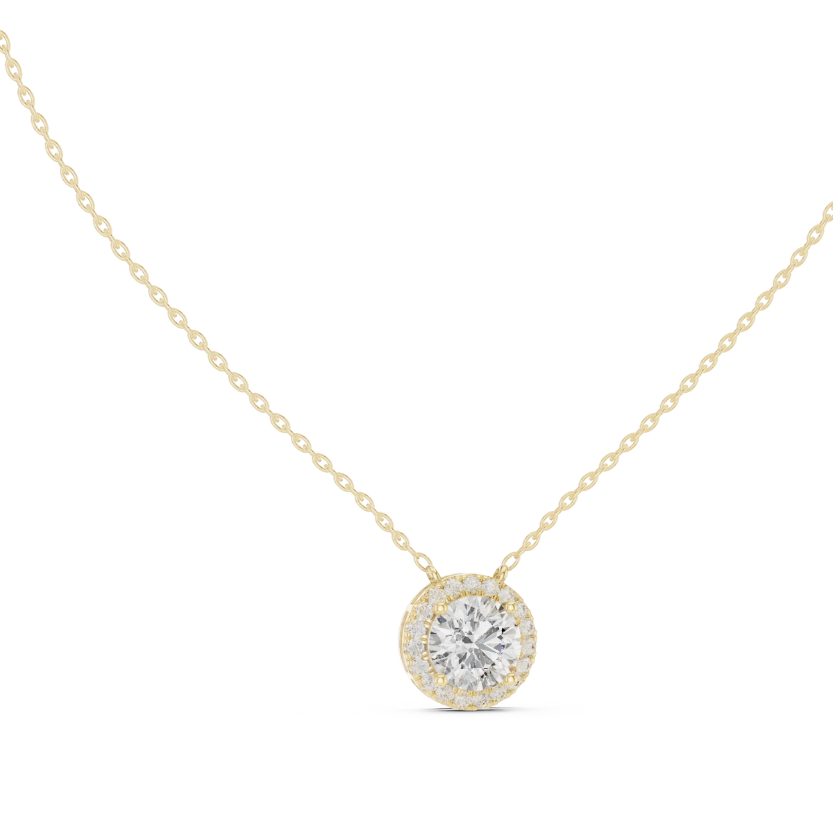 Classic Pave Halo Round Lab Grown Diamond Pendant