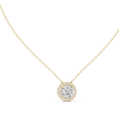 Classic Pave Halo Round Lab Grown Diamond Pendant