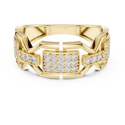 Architectural Geometric Link Pave Station Lab Grown Diamond Ring