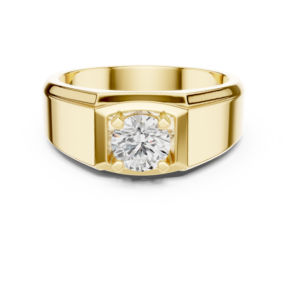 Four Prong Round Shape Lab Grown Diamond Cushion Frame Solitaire Ring