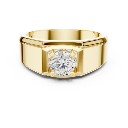 Four Prong Round Shape Lab Grown Diamond Cushion Frame Solitaire Ring