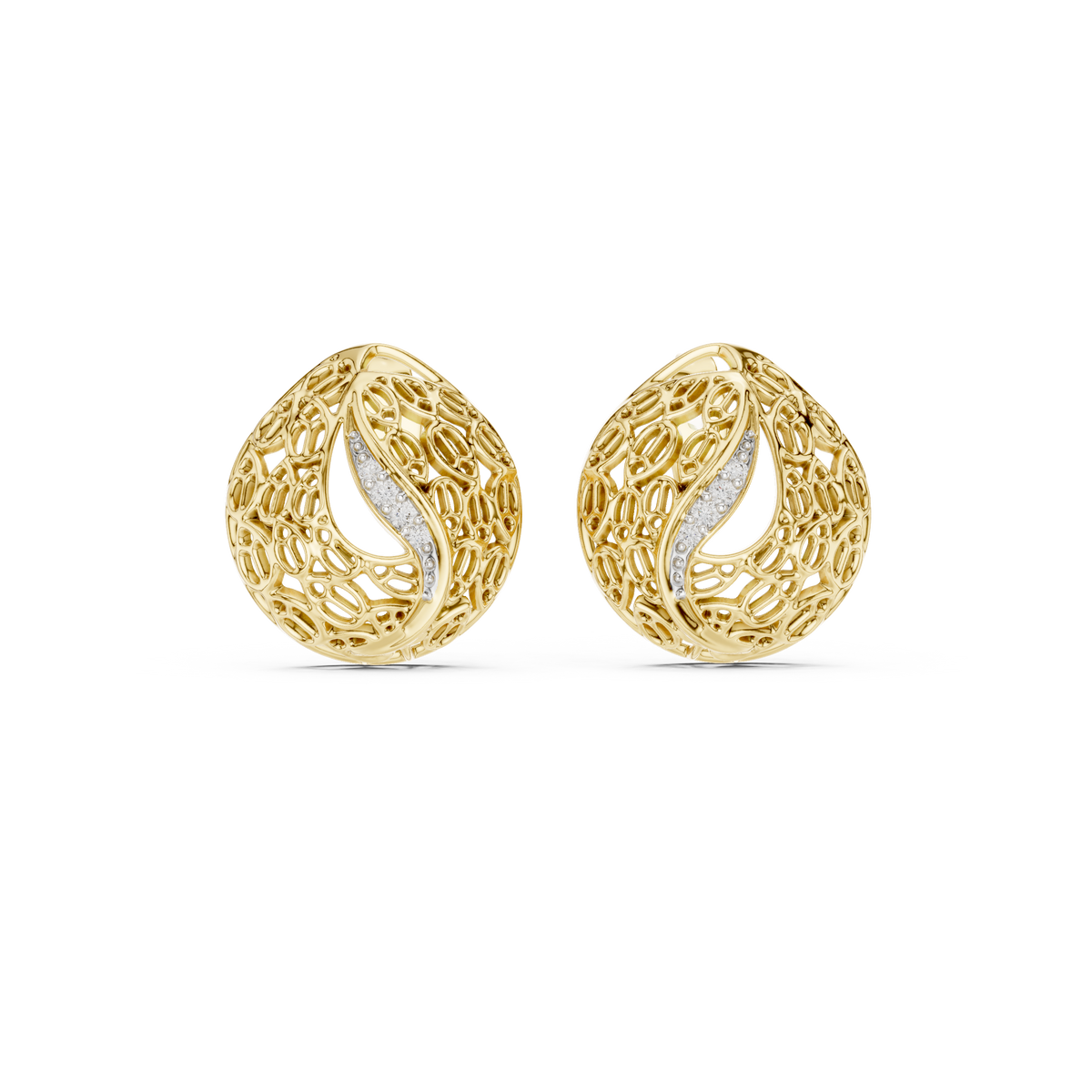 Round Pave Set Filigree Dome Lab Grown Diamond Earring