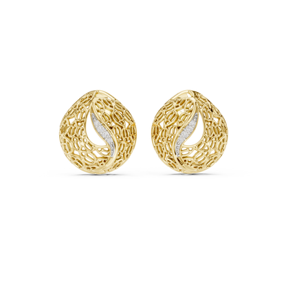 Round Pave Set Filigree Dome Lab Grown Diamond Earring