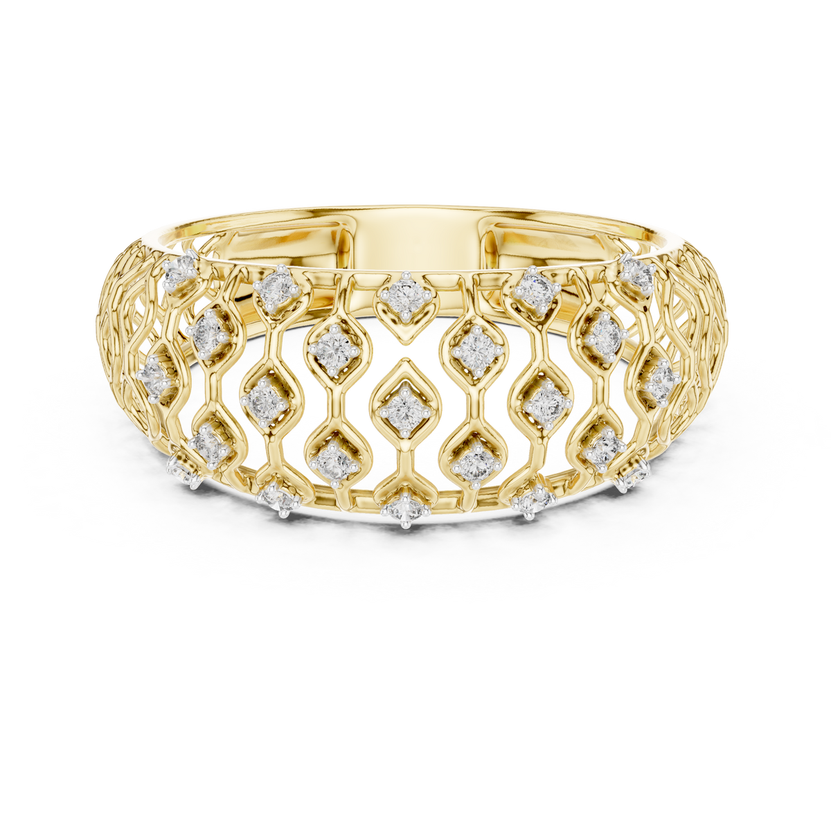 Openwork Lattice Mesh Pave Set Lab Grown Diamond Ring