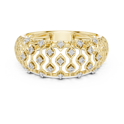 Openwork Lattice Mesh Pave Set Lab Grown Diamond Ring