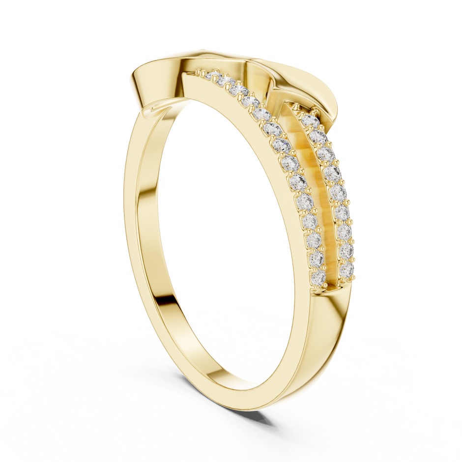Sculpted Asymmetrical Double Pave Lab Grown Diamond Band