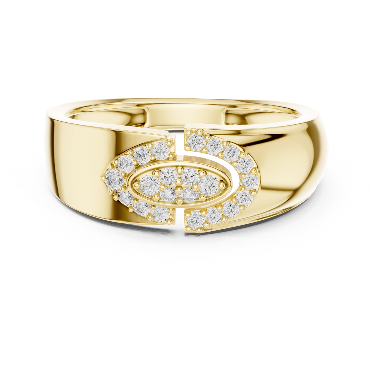 Marquise Eye Motif Oval Pave Set Center Lab Grown Diamond Ring