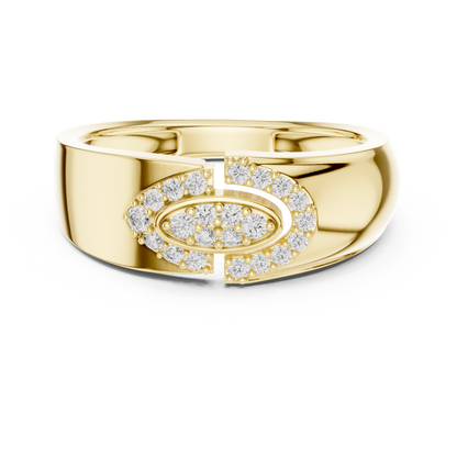 Marquise Eye Motif Oval Pave Set Center Lab Grown Diamond Ring