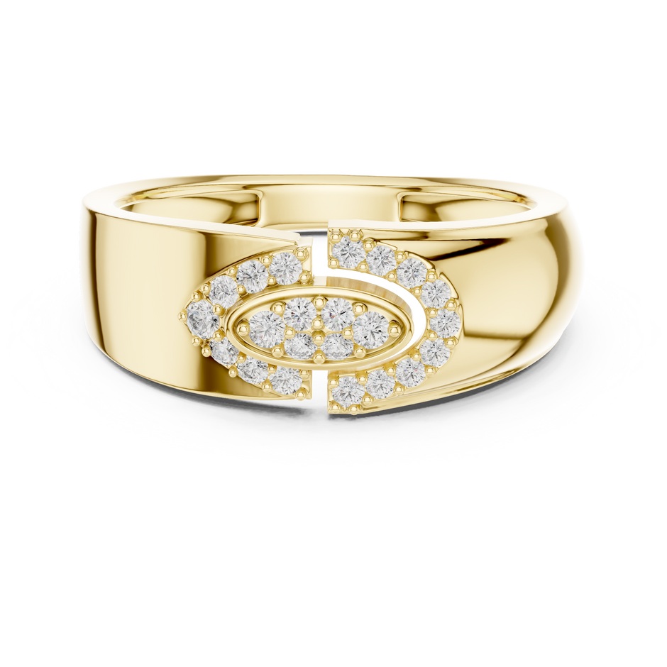 Marquise Eye Motif Oval Pave Set Center Lab Grown Diamond Ring