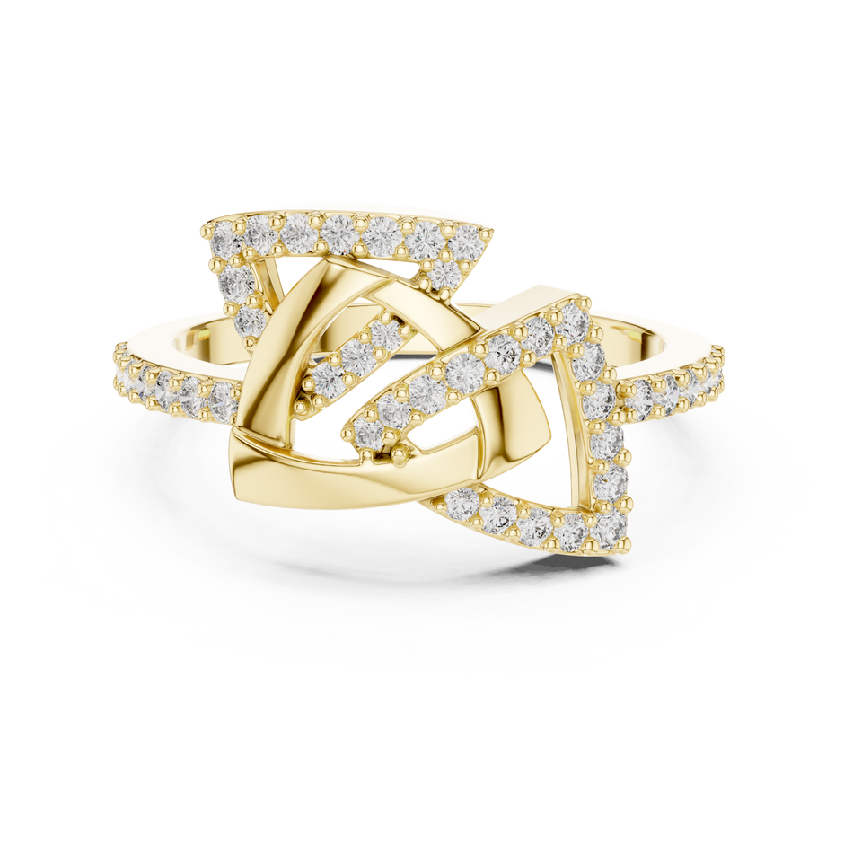 Interlocking Geometric Triangle Pave Lab Grown Diamond Cocktail Ring
