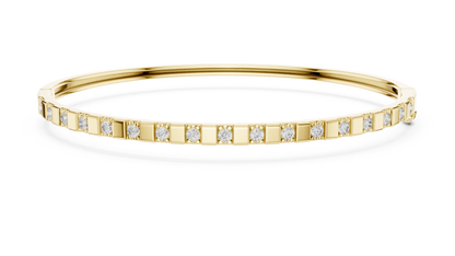Alternating Lab Grown Diamond & Square Block Hinged Bangle