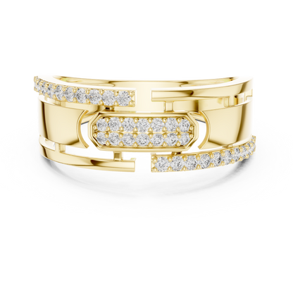 Gold Geometric Belt Buckle Diamond Band with Open Cutouts