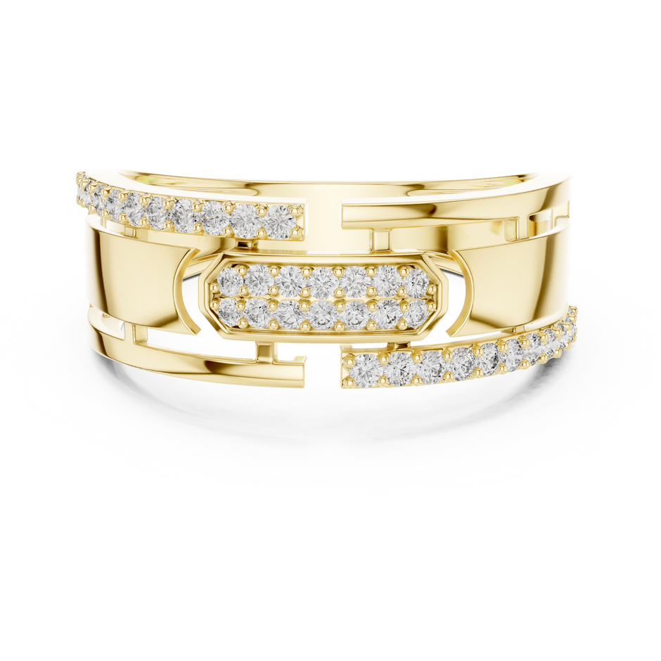 Gold Geometric Belt Buckle Diamond Band with Open Cutouts