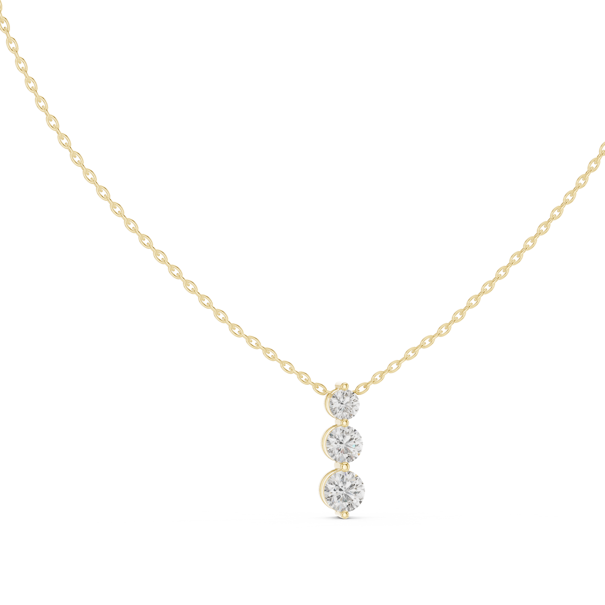 Graduated Three-Stone Round Lab Grown Diamond Drop Pendant