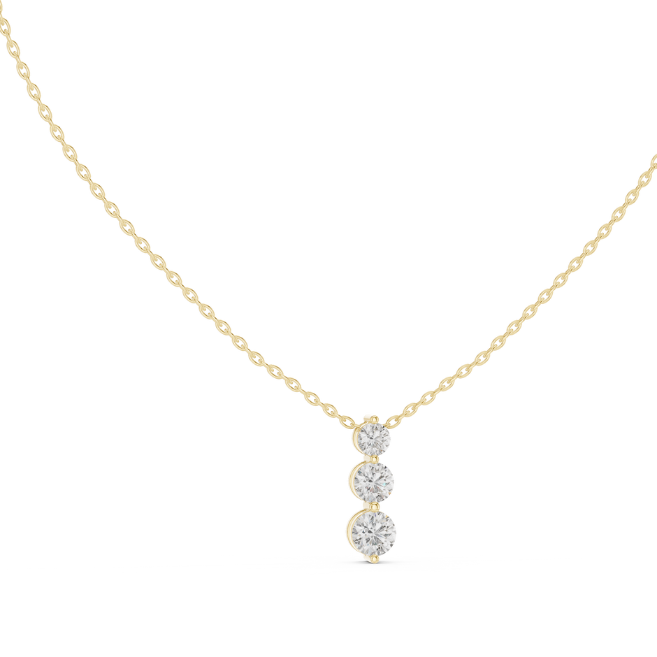 Graduated Three-Stone Round Lab Grown Diamond Drop Pendant