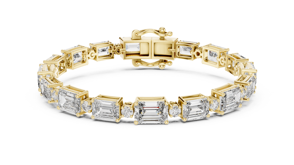 The Grand East-West Emerald & Round Lab Grown Diamond Tennis Bracelet.