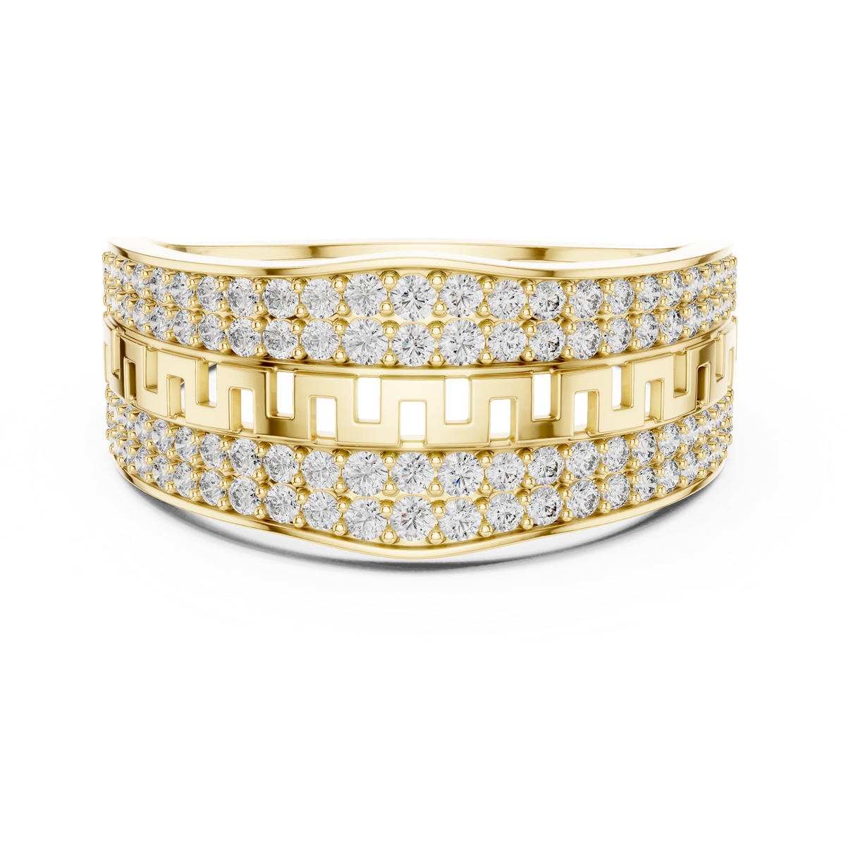 The Imperial Greek Key Center Openwork Double Row Pave Lab Grown Diamond Ring