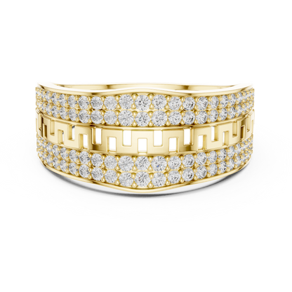 The Imperial Greek Key Center Openwork Double Row Pave Lab Grown Diamond Ring