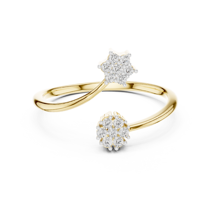 Bypass Floral Cluster Pave Set Lab Grown Diamond Ring
