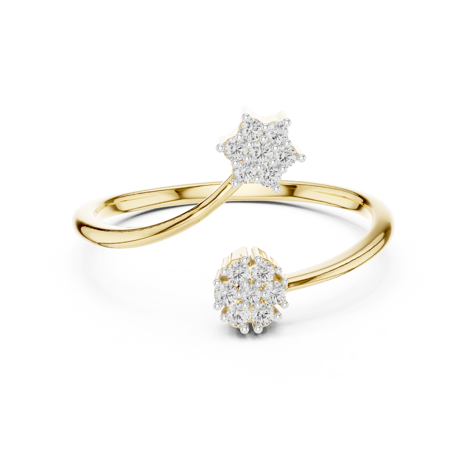 Bypass Floral Cluster Pave Set Lab Grown Diamond Ring