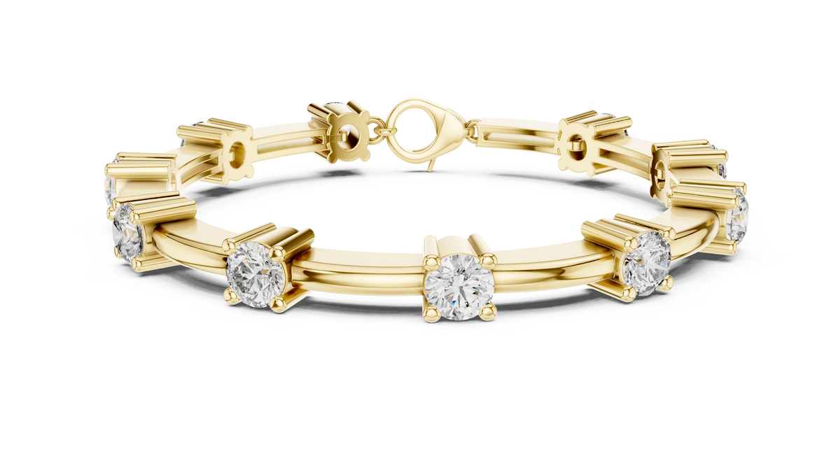 Round Lab Grown Diamond Station Bracelet with Lobster Clasp