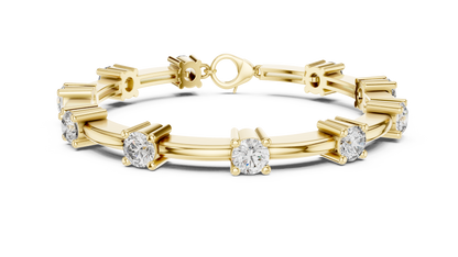 Round Lab Grown Diamond Station Bracelet with Lobster Clasp