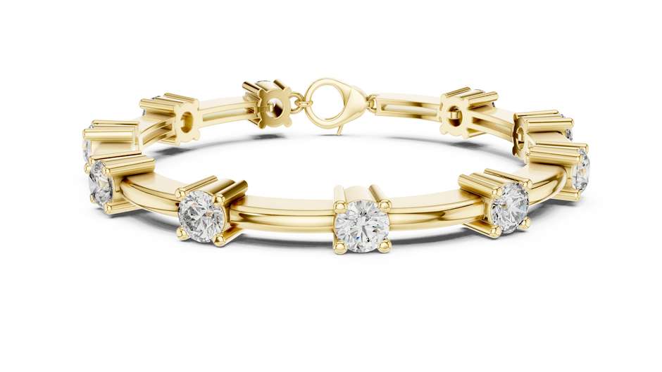 Round Lab Grown Diamond Station Bracelet with Lobster Clasp