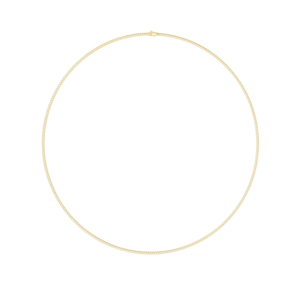 Classic Solid Gold Slim Cuban Link Chain Necklace